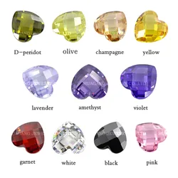 Multicolour Heart Shape Cubic Zirconia Double Checkboard Loose CZ Stone Synthetic Gems Beads For Jewelry Golden garnet white