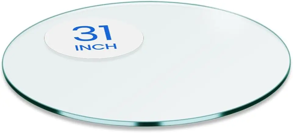31 inch round tempered glass table top 1/4 inch thick flat polished multipurpose for dining patio coffee end tables