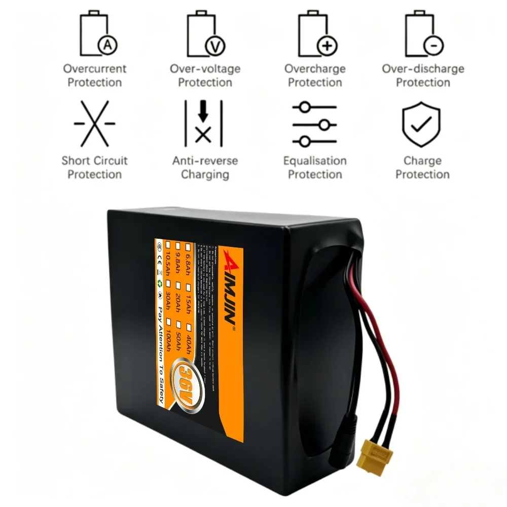 36V 30Ah 18650 Lithium Battery Pack 1500W High-Power Built-In BMS for Various Energy Storage Backup A-Class