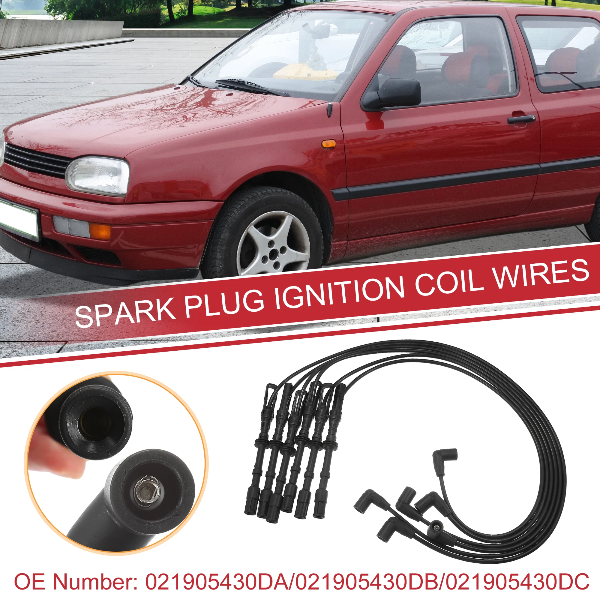 UXCELL 6 Pcs Spark Plug Wire Ignition Coil Cable No.021905430DA for Volkswagen Jetta