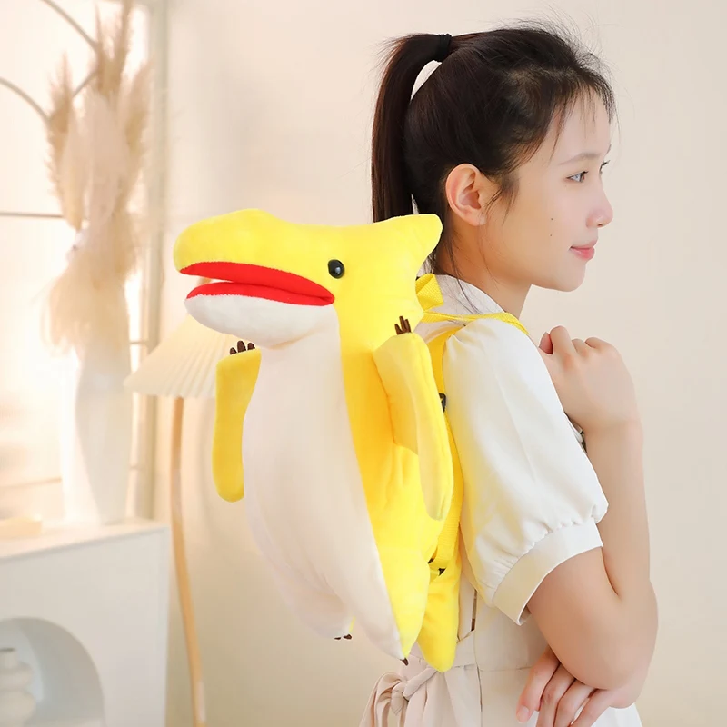 Cartoon Wings Dino Plushies Dolls Soft Stuffed Animals Pterosaur Kids Toys Funny Student Popular Backpack for Child Gifts Decor