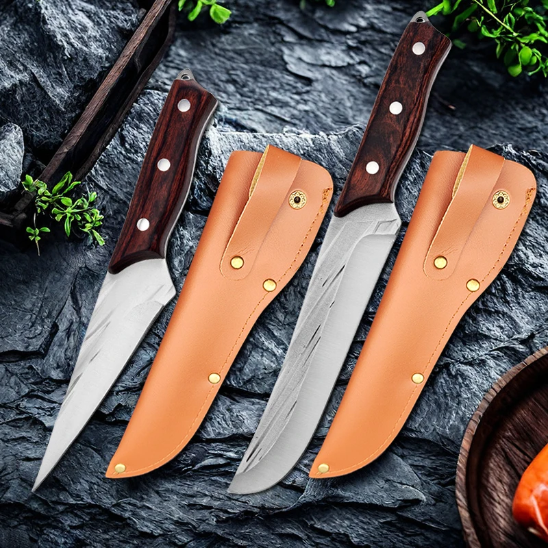 Handmade Forged Boning Knife Kitchen Knives Full Tang Wood Handle Meat Cleaver Chef Knife Slicing Fish Knife Cooking Tools