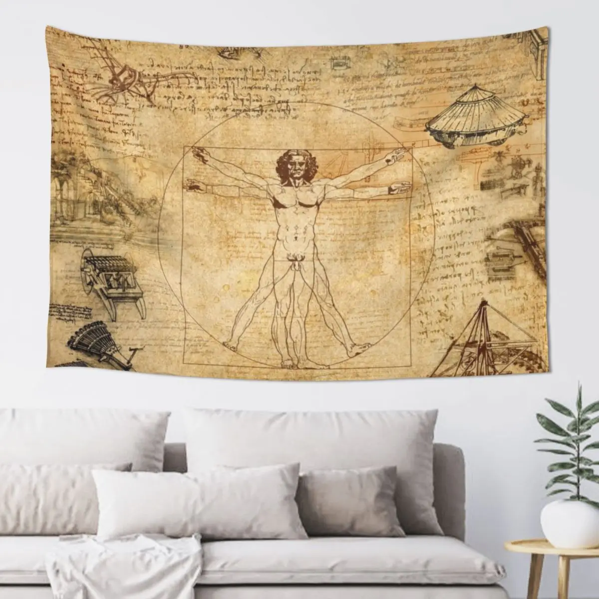 Leonardo da Vinci The Vitruvian Man (edited) Tapestry Cute Room Decor Wall Decor Tapestry