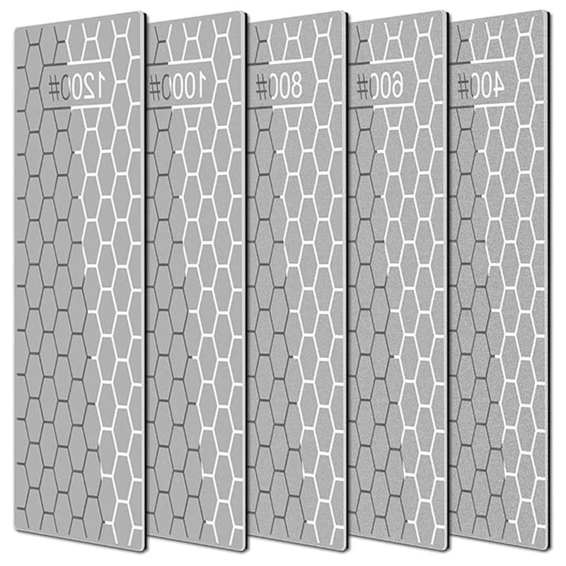 A76I-Diamond Whetstone Set, 400/600/800/1000/1200 Grit, Sharpening Discs Featuring Honeycomb Surface Plates- Coarse To Extra