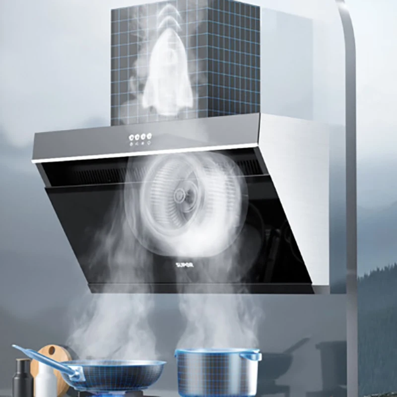 Range Hood Touch Screen Side Suction Range Hood 18 Cubic Meter Large Suction Power Household Range Hood