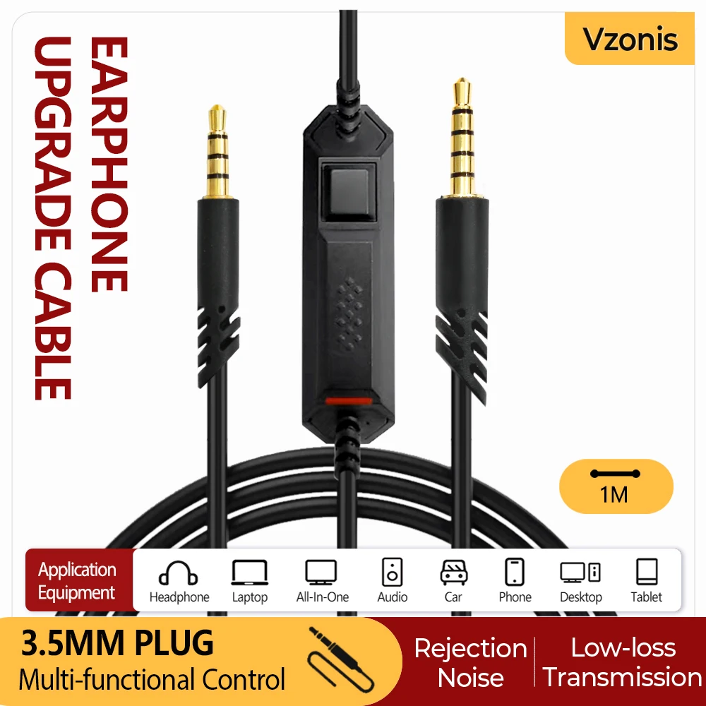 

Headset Upgrade Cable Inline Multi-functional Control Audio Cable with 3.5MM Male to Male Plug for Logitech Astro A10 A40