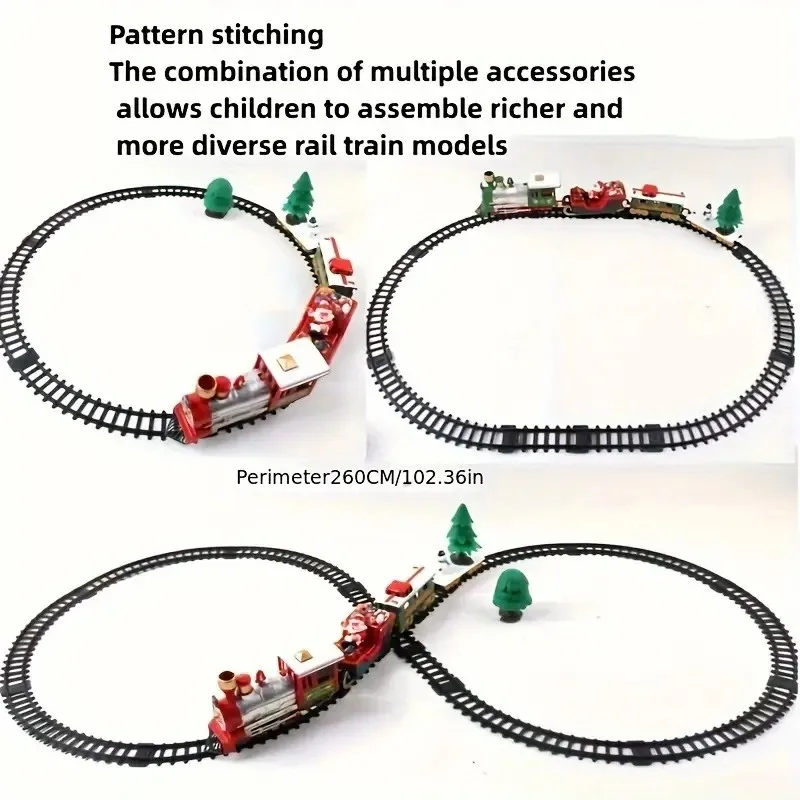 Christmas Train Electric Toys Christmas Tree Decoration Train Track Frame Railway Car With Sound&Light Rail Car Christmas Gifts