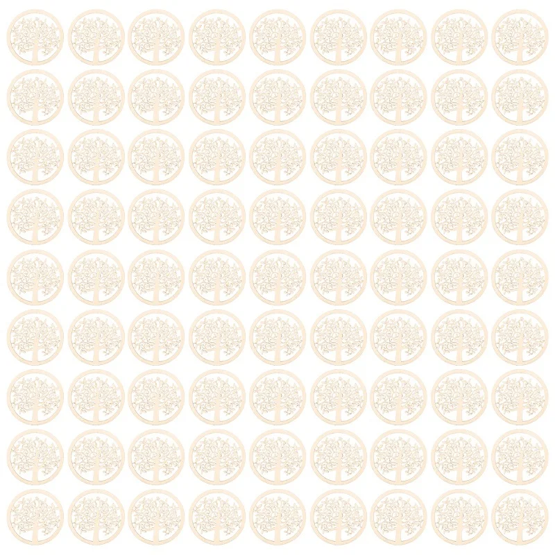 48Pcs Wooden Tree Of Life Ray Carving DIY Handicrafts Holiday Decoration Ornaments Crafts