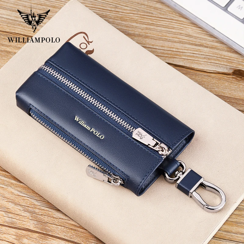 Wiliampolo portachiavi in vera pelle portachiavi da uomo portachiavi multifunzione Organizer portafoglio Smart household Car Small Key Case