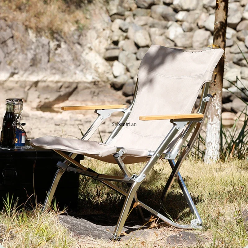 Outdoor Folding Chair Aluminum Alloy Portable Reclining Camping Leisure Arm Real Relax Fishing Beach Chair Camping Chair