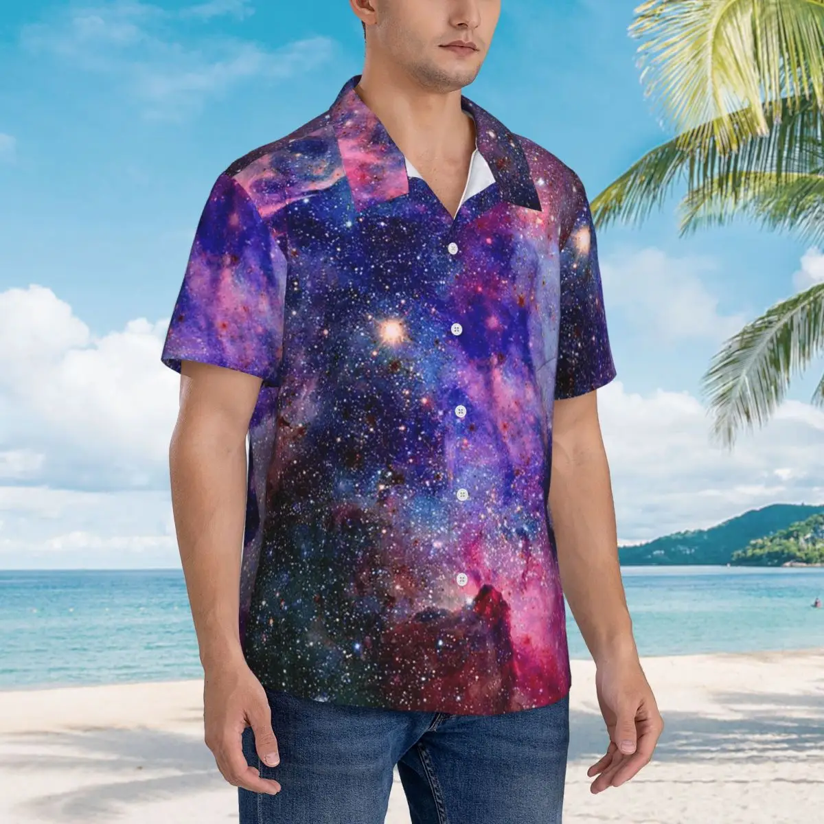 

Гавайские рубашки Planet Earth, забавные мужские рубашки с коротким рукавом для летнего пляжа, мужские топы на пуговицах