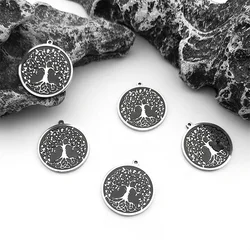5PCS Retro Nordic Tree of Life Charm Stainless Steel Pendant Fashion DIY Necklace Bracelet Handmade Accessories Craft