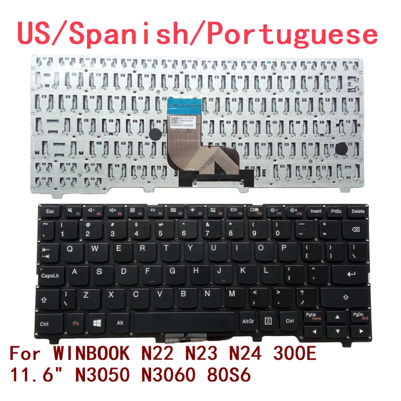 New US Spanish Portuguese Laptop Keyboard For Lenovo WINBOOK N22 N23 N24 300E 11.6