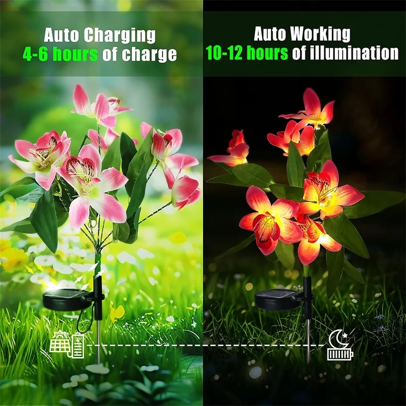 Solarleuchten für den Außenbereich, Garten, dekorative Blumen, wasserdicht, Solar-Orchideenblumen-Licht, LED, solarbetriebene Landschaftsbeleuchtung für den Hof