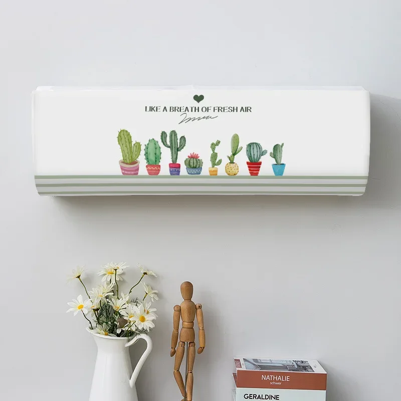 Cactus Potted Plant Printed Dust Covers Air Conditioner Cover Home Easy Cleaning Cover Hanging Air Conditioning Protective Case