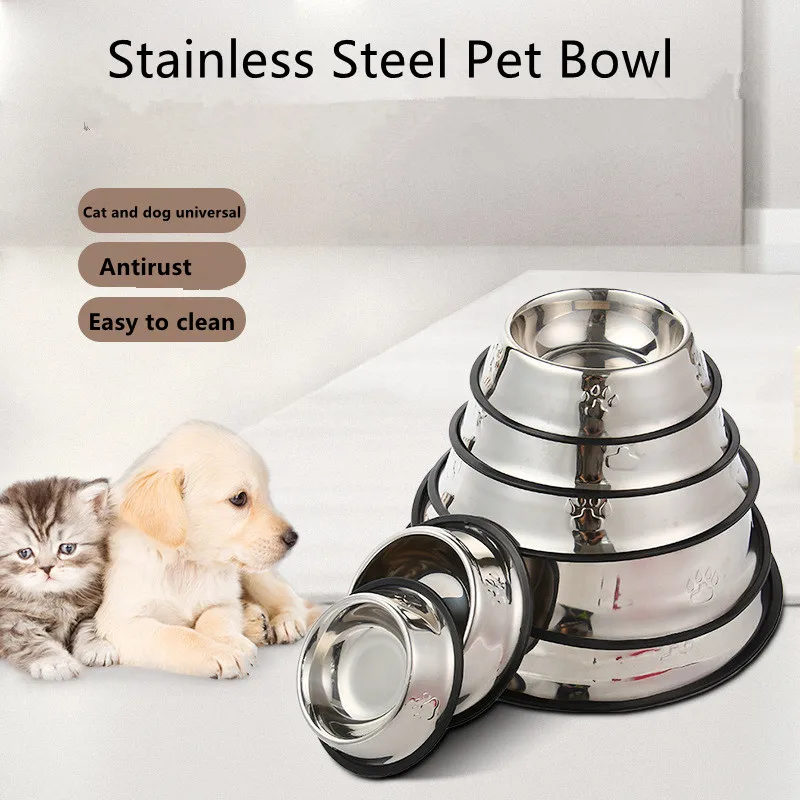 Cuenco de acero inoxidable para mascotas, cuenco para gatos, cuenco de comida para perros, cuenco de comida anticaída multiespecificación, cuenco de comida, suministros para alimentar a mascotas, 1 ud.