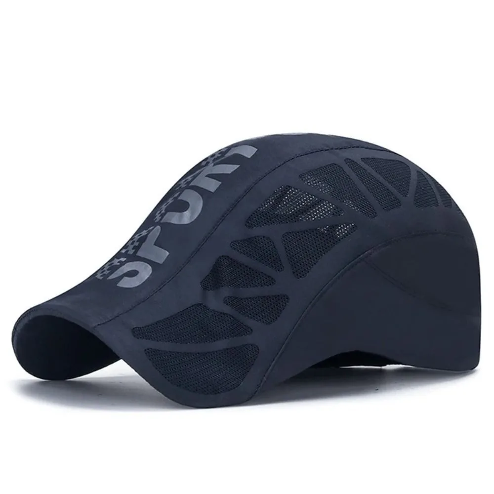 New Letter Print Quick Dry Hat Breathable Quick Dry Sun Hat Sunshade Net Mesh Newsboy Cap Golf Driving