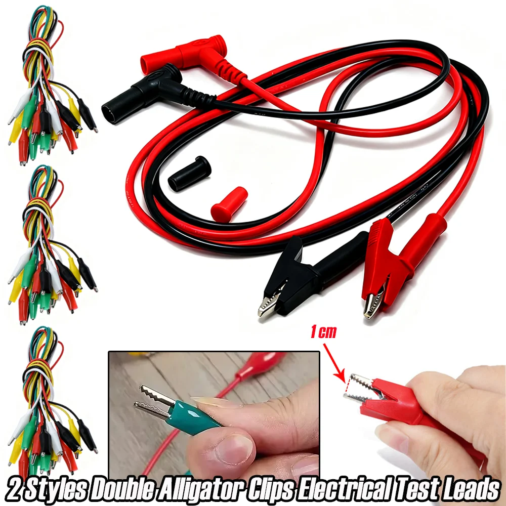 

2 Styles Double Alligator Clips Electrical Test Leads Generic PVC Soft 50CM Jumper Terminal Alligator Clips Auto Accessories