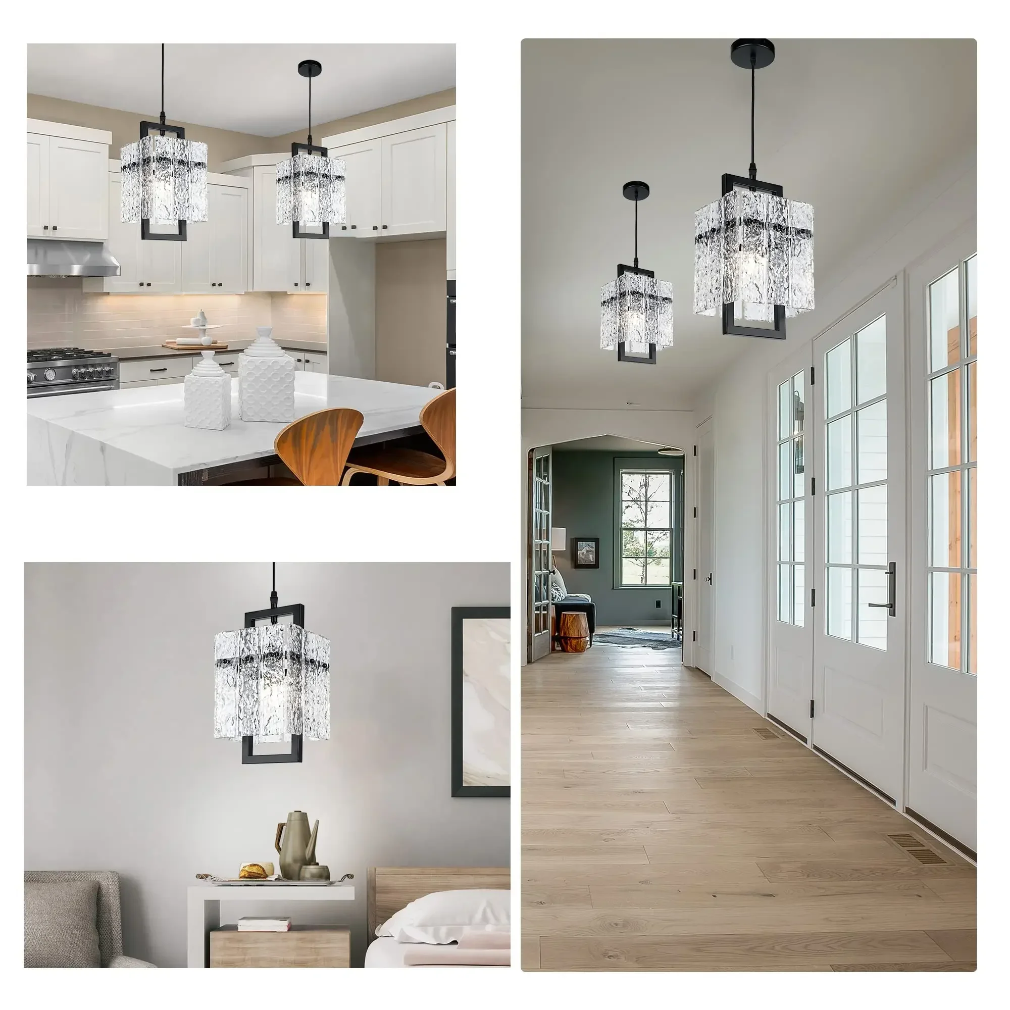 Nordic Luxury LED Pendant Lamp Modern Elegant Villa Duplex Living Room Restaurant Lights Water Pattern Glass Creative Chandelier