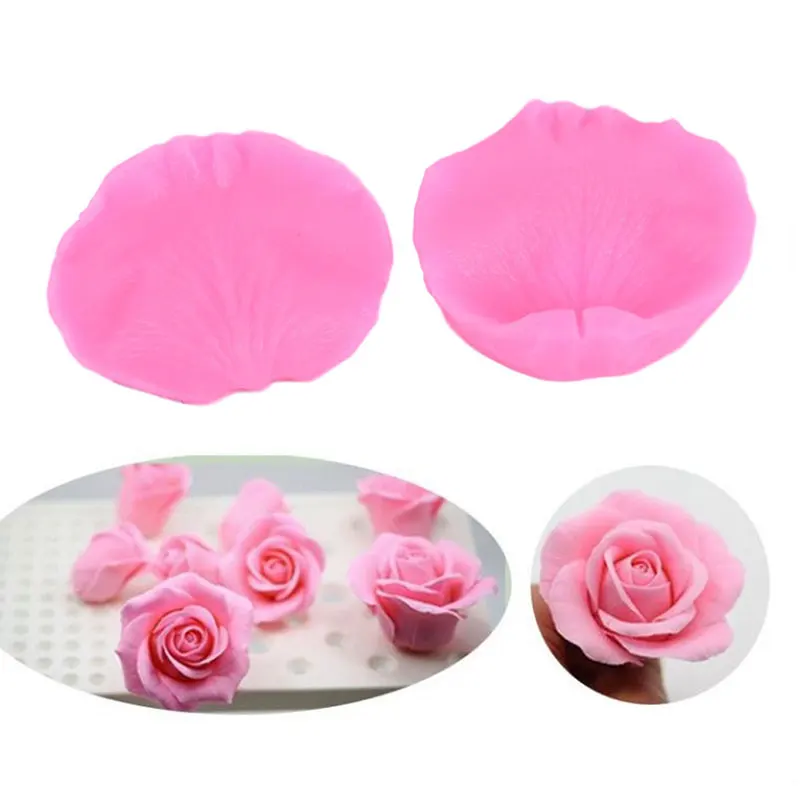 1pcs 3D Rose Petals Shape Silicone Fondant Mold Chocolate Molds Candy Molds Veining Petal Sugar Flower Making Tool