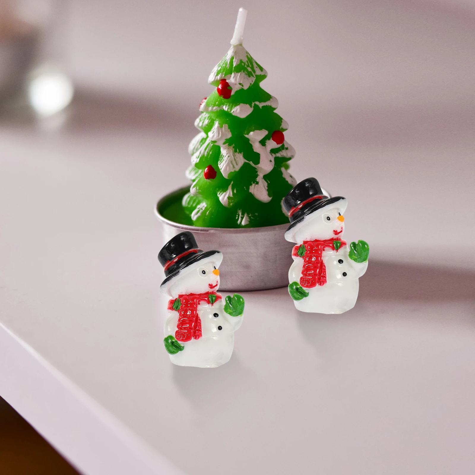 10 Pcs Miniature Snowman Ornaments Resin Outdoor Statues for Craft Decorative Micro Landscape Little Snowmen Figures