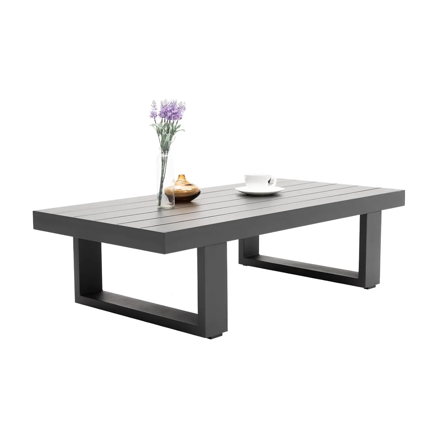 

Outdoor Coffee Table for Patio All-Weather Rectangle Aluminum Coffee Table for Garden Deck Poolside, Dark, Customized