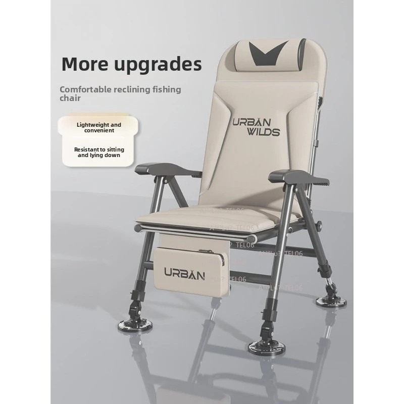 European Style Folding Fishing Chair Reclining Multifunctional All Terrain Angler Seat Portable