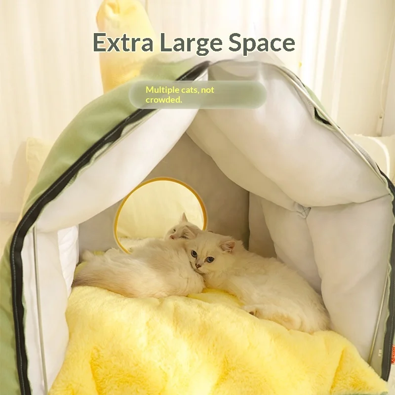 Cama cerrada cálida para gatos de interior – Nido y cueva acogedora - imagen 5