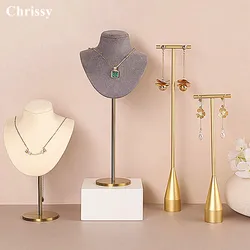 Jewelry Stand Display Necklace Holder T-Bar Plated Metal Tabletop Jewelry Organizer Tower for Show Jewelry Hanging Pendant