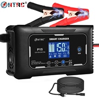 HTRC 12V/24V Car Battery Charger 15A Automatic Charger For Lithium LiFePO4 AGM GEL Lead-Acid Battery Charger for Car