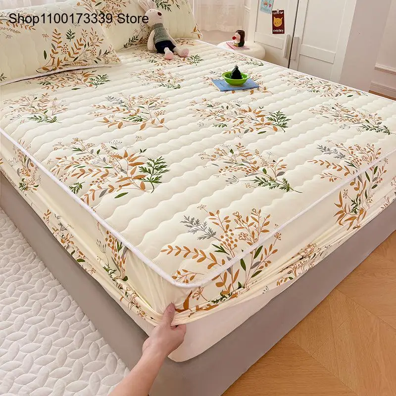 Modern and Minimalist Anti-Mite Fitted Sheet with Elastic Band Non Slip Mattress Cover for Double/queen/king Bed