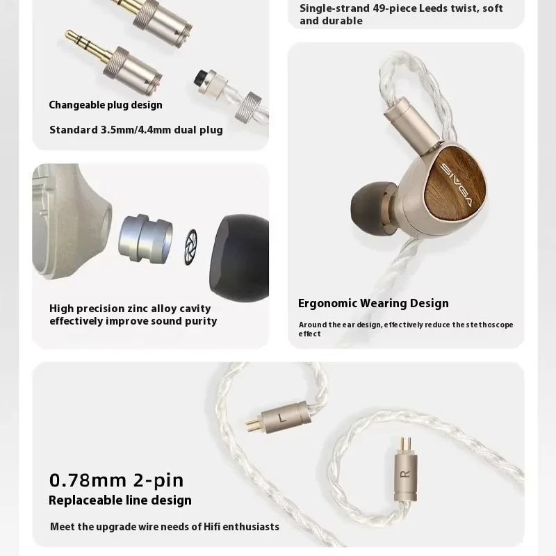 غشاء زجاجي مسطح من SIVGA Que UTG - محرك ديناميكي - سماعة أذن سلكية عالية الدقة من خشب الصندل الأخضر مع كابل قابل للفصل