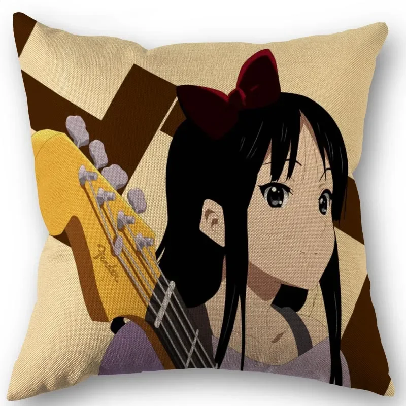 45X45cm Pillow Cover Akiyama Mio K-ON! Square Zipper Cotton Linen Pillow Cases Bedroom Home Wedding Decorative Pillowcase 2.16