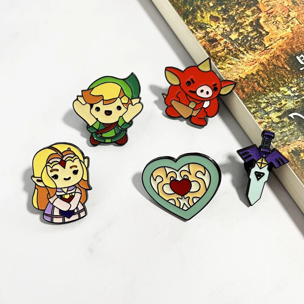 5pcs Kawaii Master Sword Enamel Lapel Pins Set Anime Themed Brooch Badges for Jackets Bags Collectible Gift for Gamers Souvenir view 2