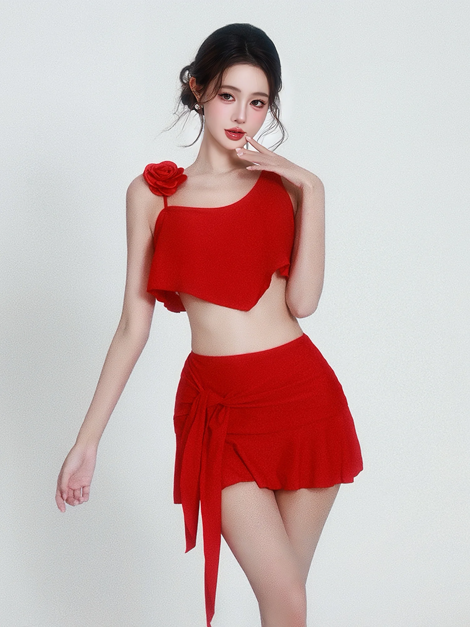 

Red Bikini Set Women's 2025 New Sle Beautiful Pure Desire Slimming Belly Covering Hot Spring Vaion Tee-piece Swimsuit