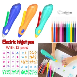 Electric Watercolor Spray Pen Children's Hand-painted Color Paintbrush Washable 12 Color Spray Pen Children's Christmas Gift Set