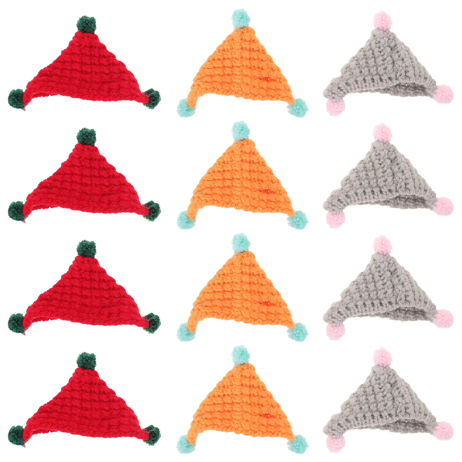 12Pcs Mini Knitted Hat Adorable Triangular Shape Handcrafted Wool Yarn for Small Animals Parties Travel Decor Miniature Craft