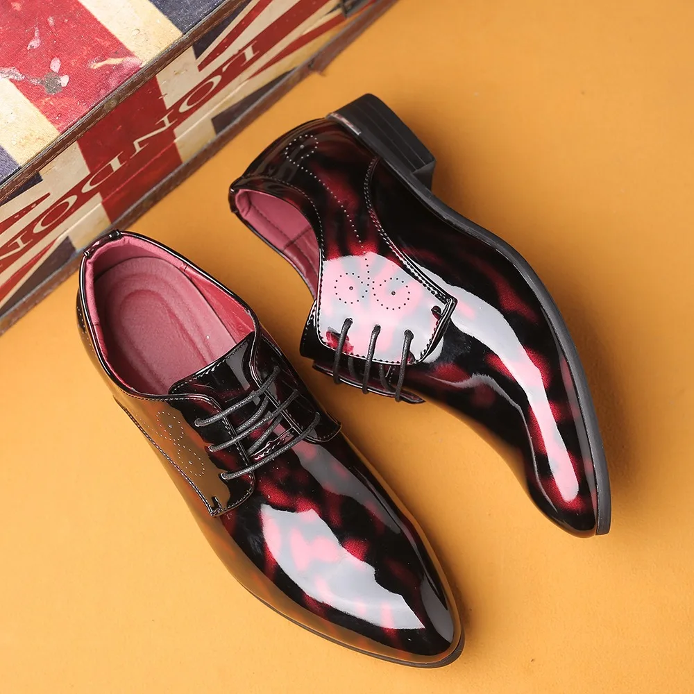 Men's Patent Leather Derby Shoes Pointed Toe