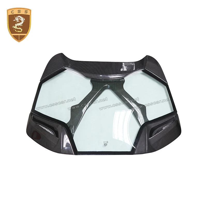 Capristo Style Car Rear Truck Transparent Glass Engine Bonnt Hood For Ferrari 488 Dry Carbon Fiber with Glass Material