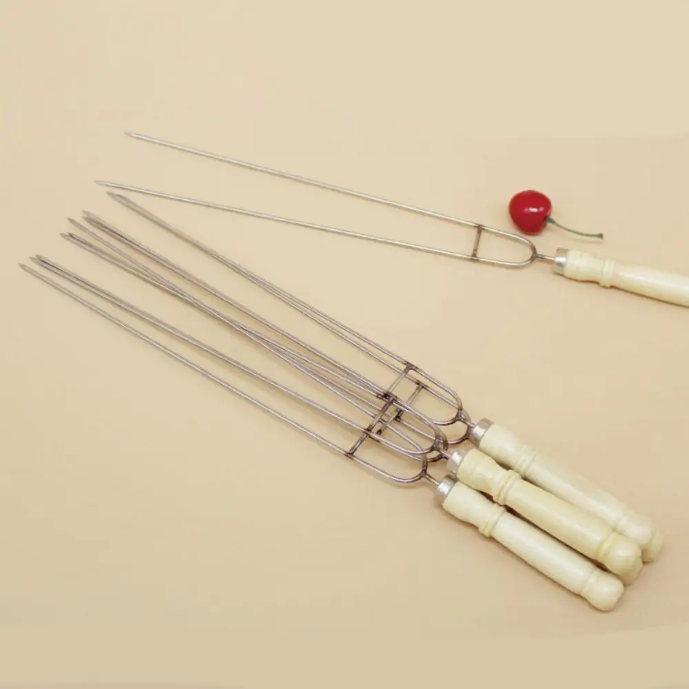Picnic Reusable U-Shaped Grill Double Prong Roast Stainless Steel Barbecue Skewer BBQ Stick BBQ Skewer Cooking Tool