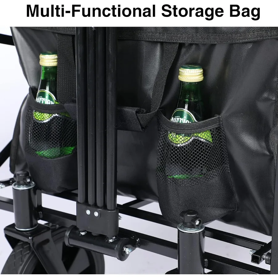 عربة يدوية محمولة قابلة للطي شديدة التحمل مع مظلة قابلة للإزالة بعجلات مقاس 8 بوصات ومقابض قابلة للتعديل وقماش مزدوج لنزهة التسوق