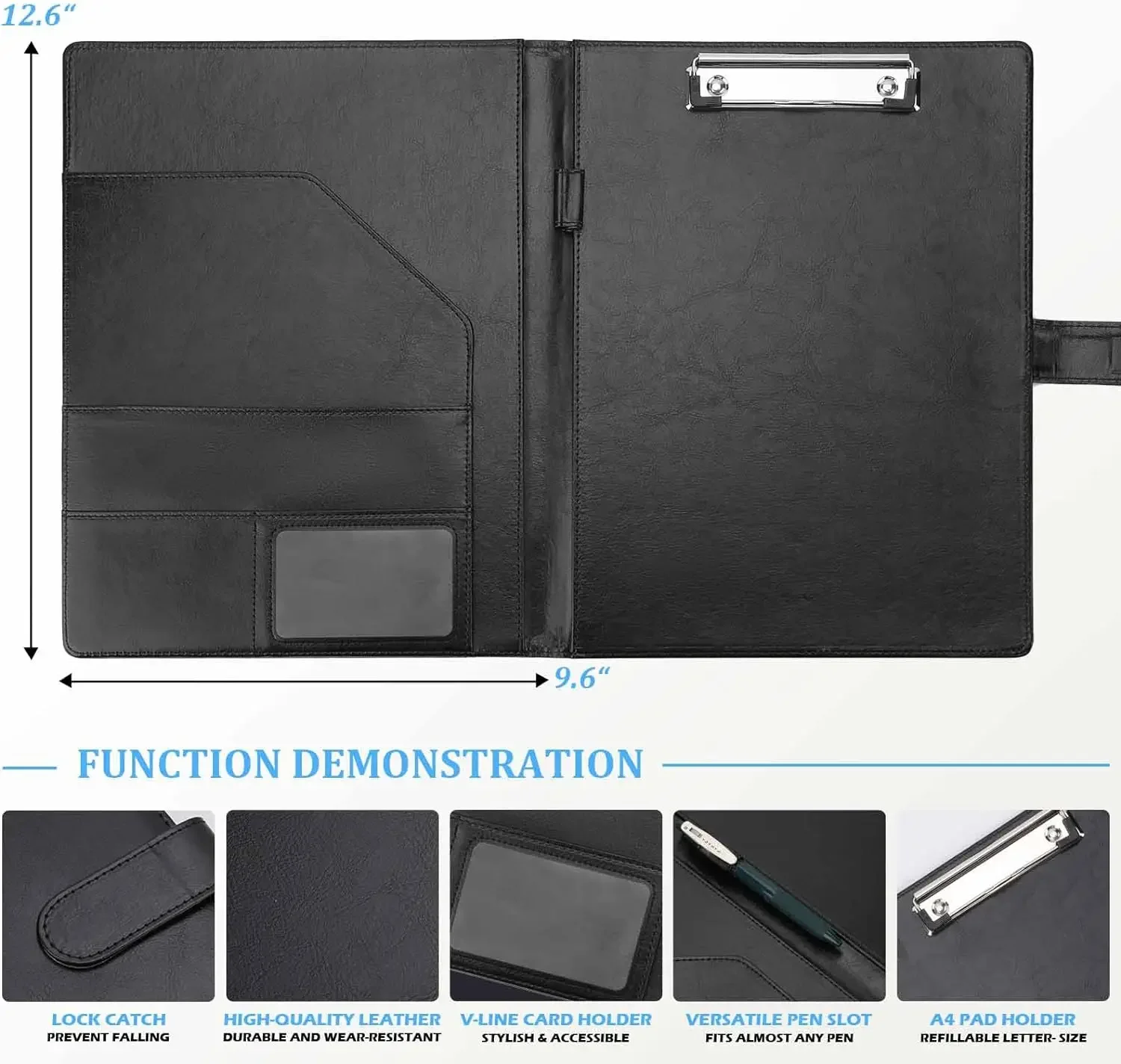 Paket file folder papan klip Notepad Bisnis kombinasi pengatur papan klip kulit A4PU cocok untuk resume dudukan Notepad