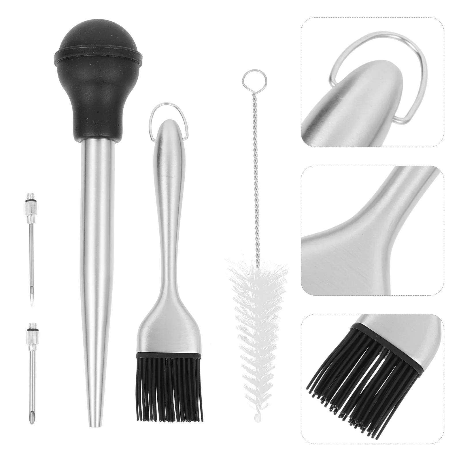 

1 set 1 Set Stainless Steel Turkey Baster Meat Injector For Seasoning Injection Grilled Cooking Kitchen Gadget Marinade Tool Bbq