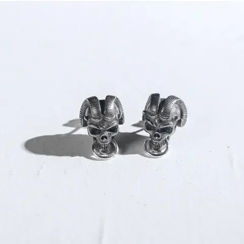 Personality Demon Satan Ram Skull Stud Earrings Nordic Retro Viking Earrings Pirate Biker Jewelry for Men Women Party Earrings