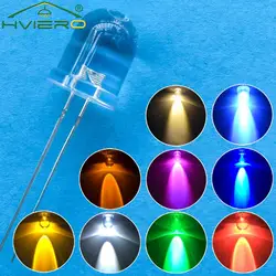 250Pcs 10mm Round Top Ultra Bright Emitting Diode LED White Red Green Blue Yellow UV Pink Orange Light Diodes Lamp Bulb Min Led