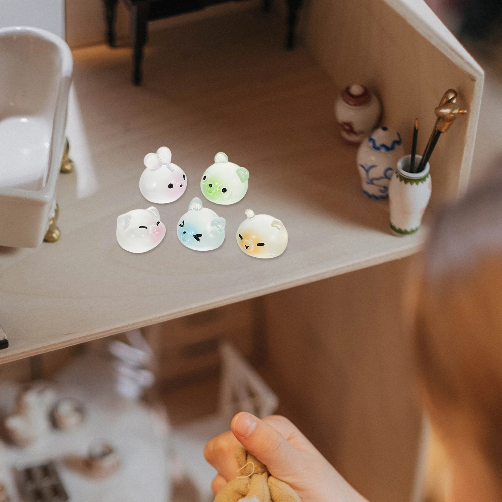 

24pcs Mini Animal Decorations Resin Figurines Desk Ornaments Office Home Table Garden Puppy Cake Toppers Small Statues
