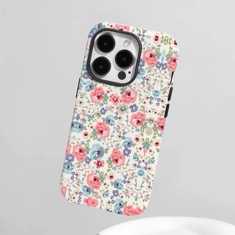 Ins Colorful Flowers Phone Case for IPHONE 16 15 PRO MAX 14 13 12 11 PRO 16 Plus XR XS Acrylic TPU Two in One Mobile Phone Cases