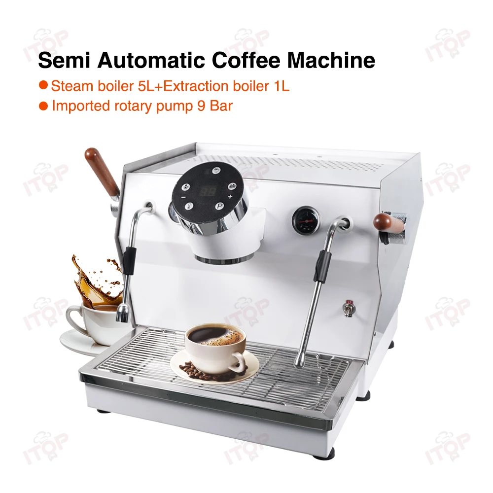 ITOP CM-T1 Kommerzielle Kaffeemaschine, 9 Bar, Drehpumpe, 5 l Dampfkessel und 1 l Kaffeekessel, professionelles T3-System, 3500 W