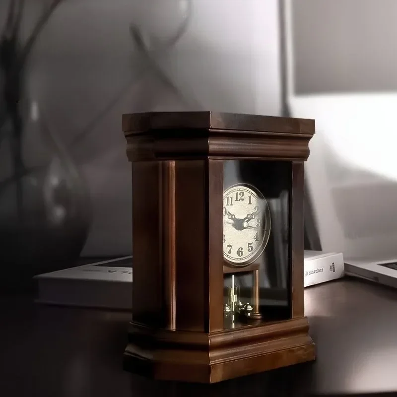 New Simple Metalline Silent Desktop Clock Retro Luxurious Multifunctional Table Clock Modern Living Room Desk Cloc