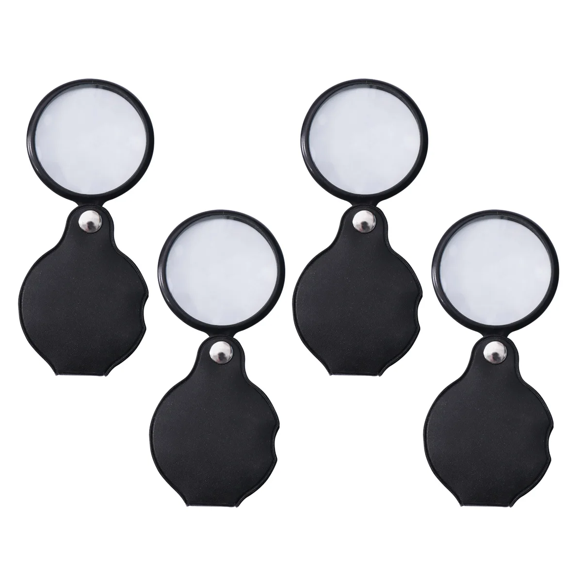 

4Pcs Pocket 5X Magnifying Glass Folding Loupe 50Mm Diameter Protective Suede Case Portable Reading Inspection Black